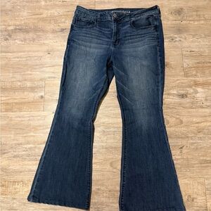 American Eagle Outfitters Indigo Flare Leg High Rise Artist Super Stretch Jeans